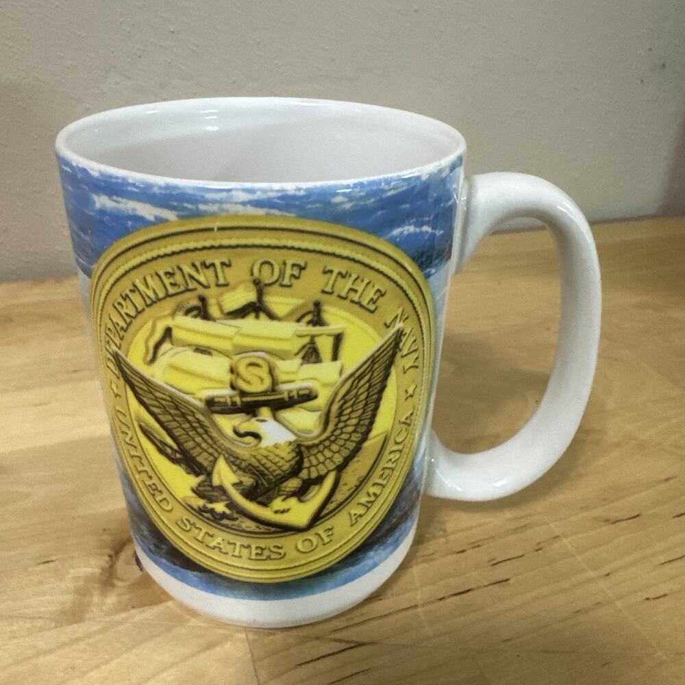 GLASS MUG DEPARTMENT OF THE NAVY UNITED STATES OF AMERICA - John F. Kennedy Jfk